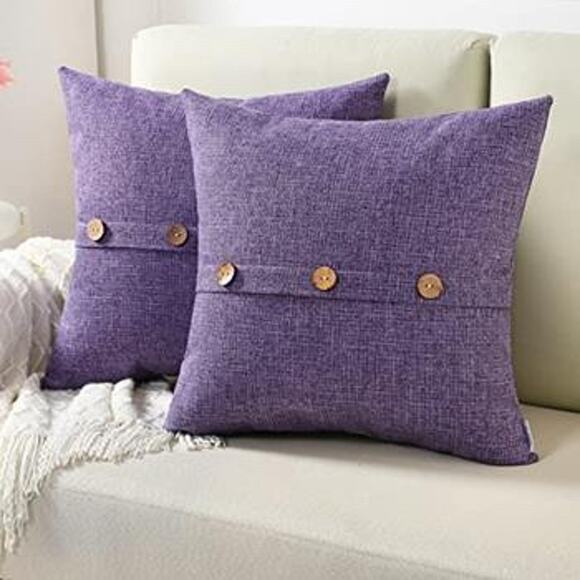 Set of 2 FUTEI Lavender Linen Decorative Throw Pillow Covers 18x18 - Picture 2 of 9